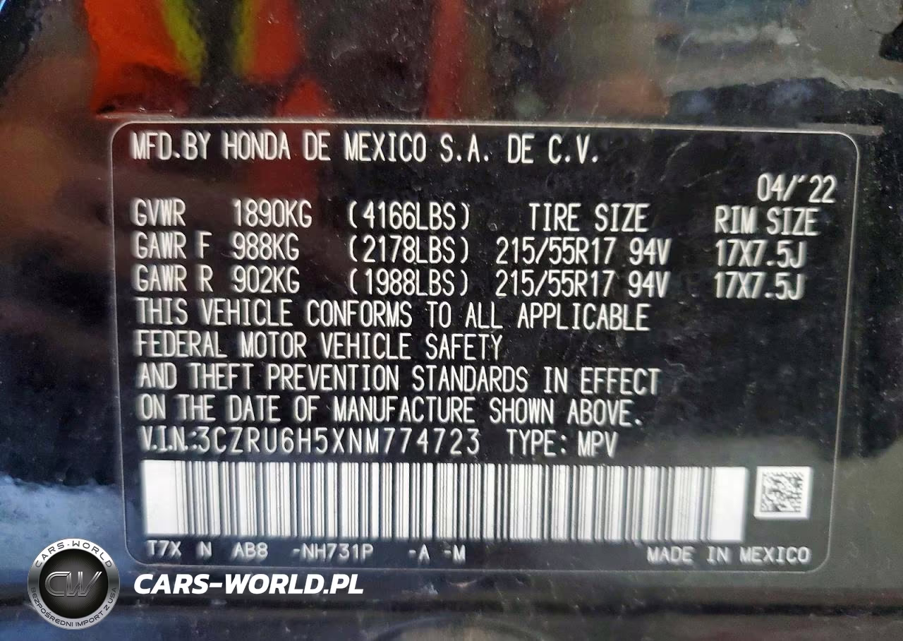 2022 Honda Hr-V Ex VIN:3CZRU6H5XNM774723 - 13