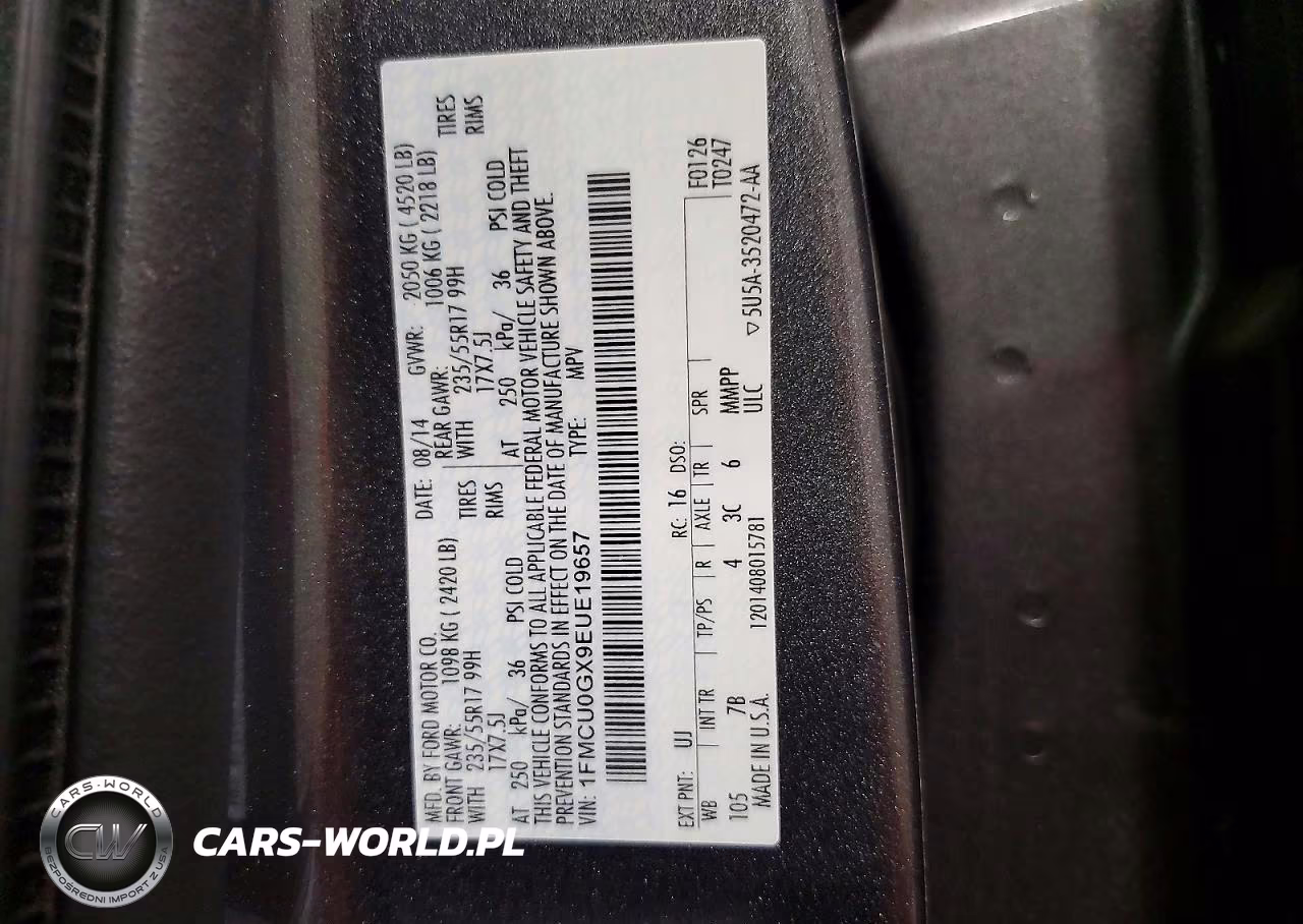 2014 Ford Escape Se VIN:1FMCU0GX9EUE19657 - 14