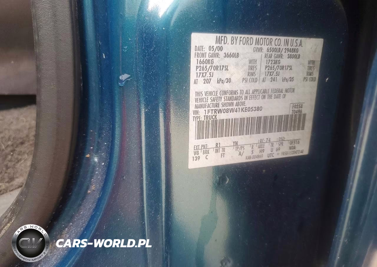 2001 Ford F150 Supercrew VIN:1FTRW08W41KE05380 - 12
