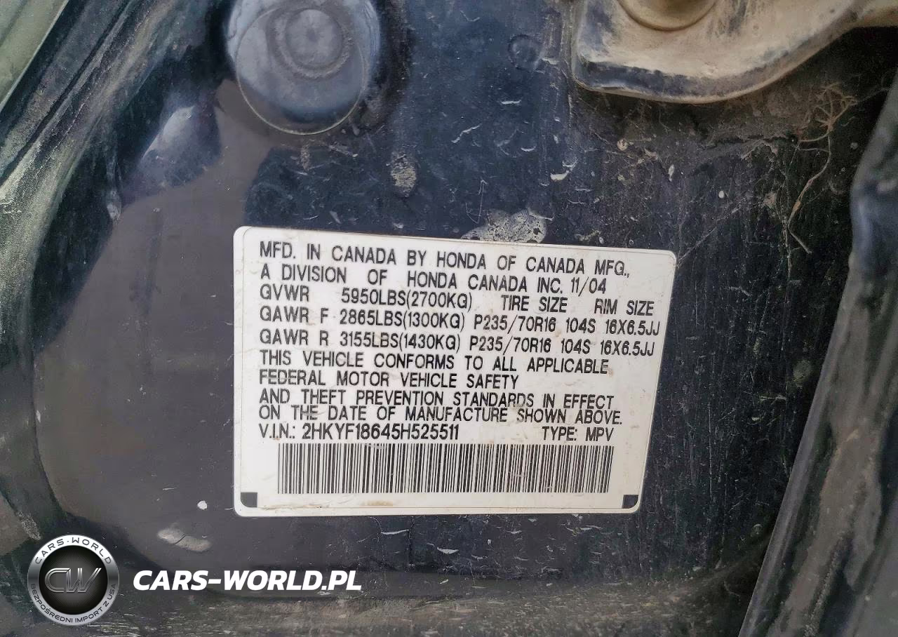 2005 Honda Pilot Exl VIN:2HKYF18645H525511 - 13