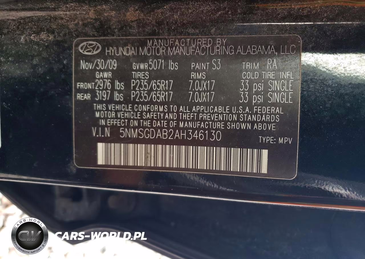 2010 Hyundai Santa Fe Gls VIN:5NMSGDAB2AH346130 - 12