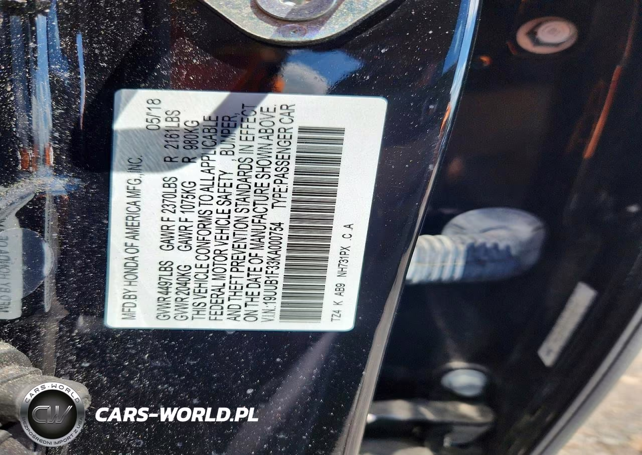 2019 Acura Tlx VIN:19UUB1F33KA000754 - 12