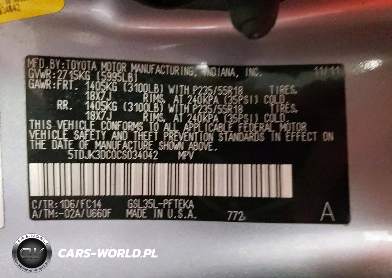 2012 Toyota Sienna Le VIN:5TDJK3DC0CS034042 - 13