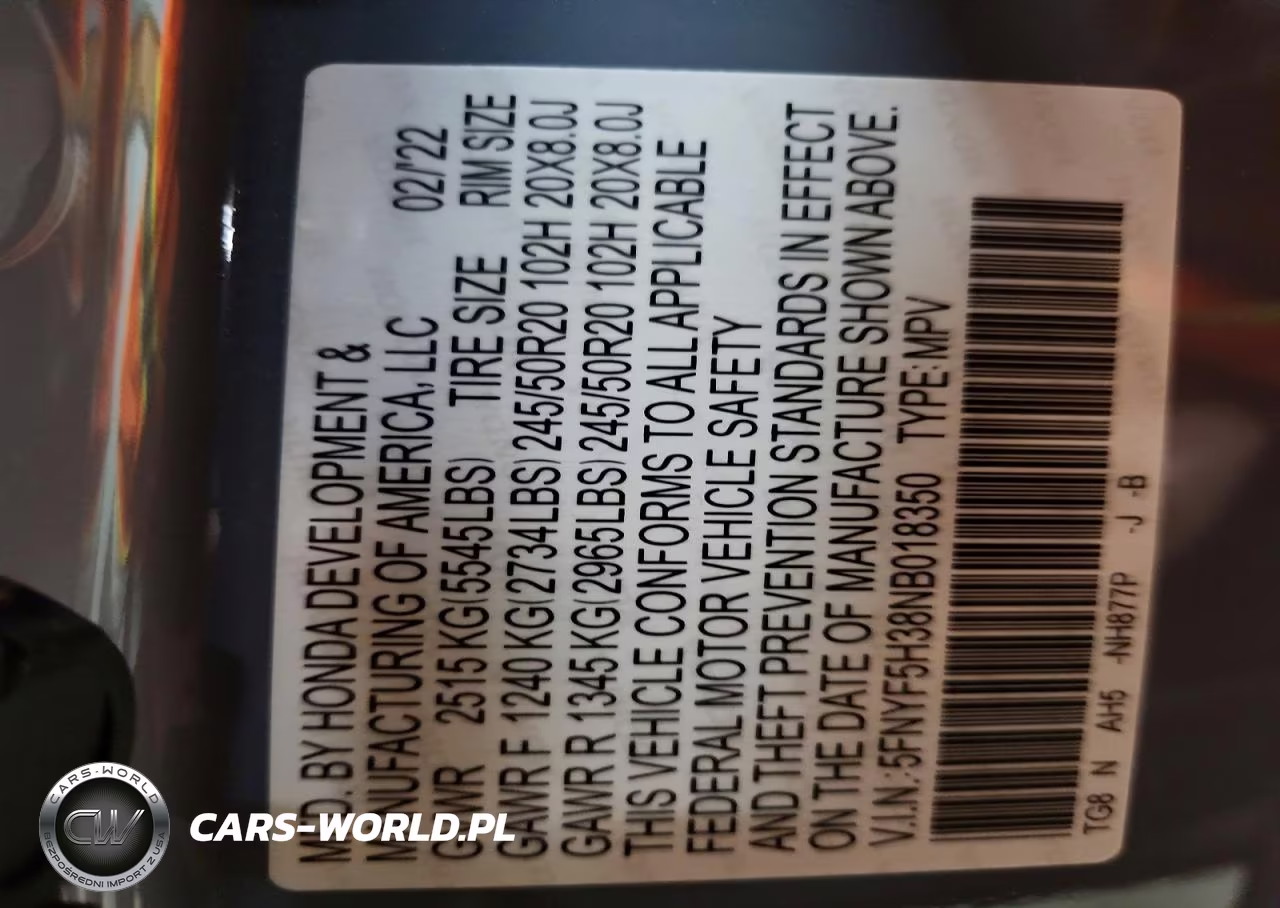 2022 Honda Pilot Sport VIN:5FNYF5H38NB018350 - 13