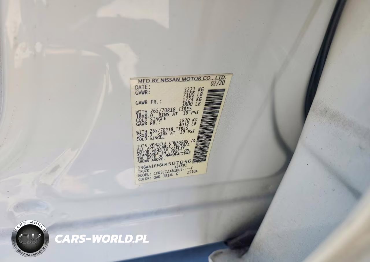 2020 Nissan Titan Sv VIN:1N6AA1EF6LN507056 - 12