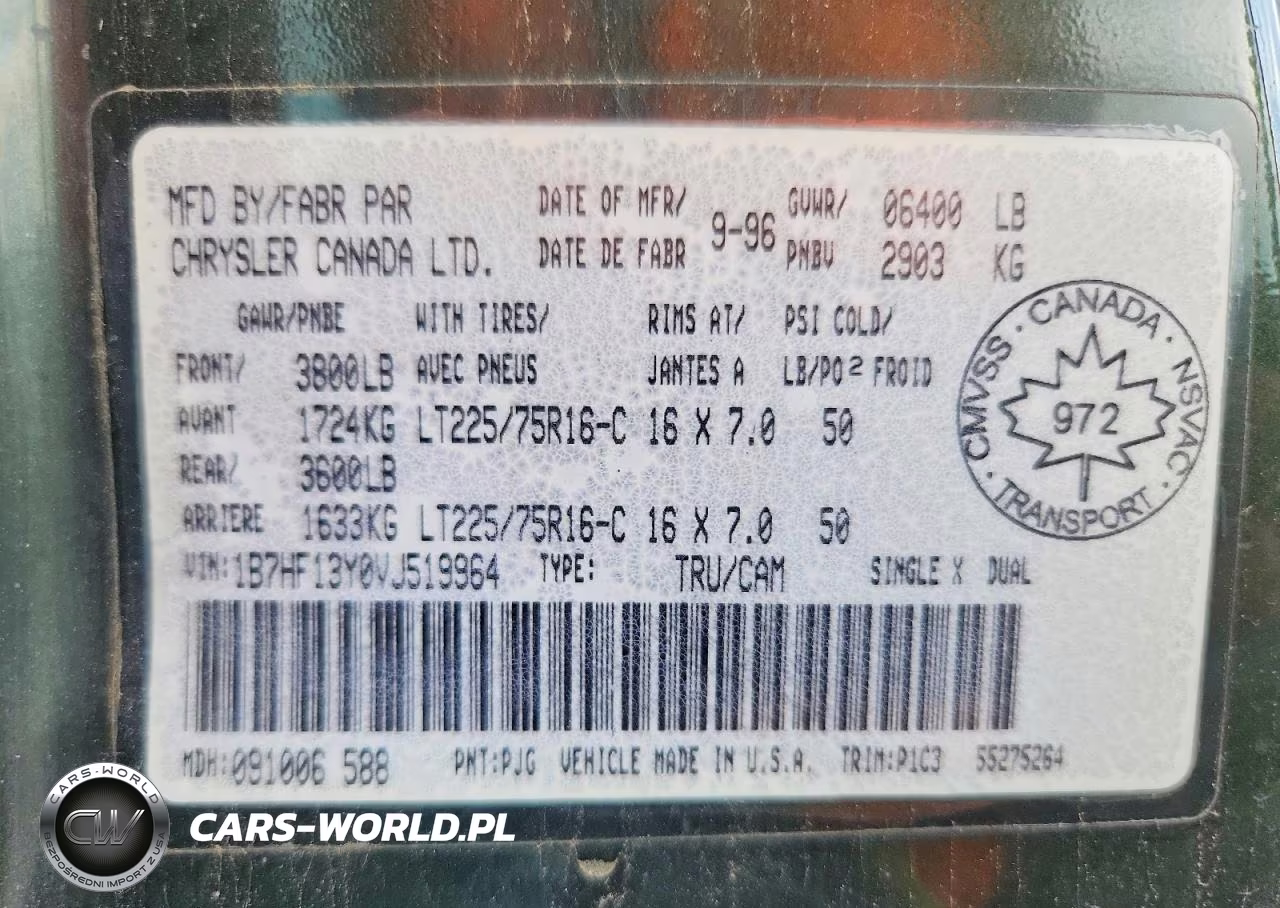 1997 Dodge Ram 1500 Regular Cab VIN:1B7HF13Y0VJ519964 - 13