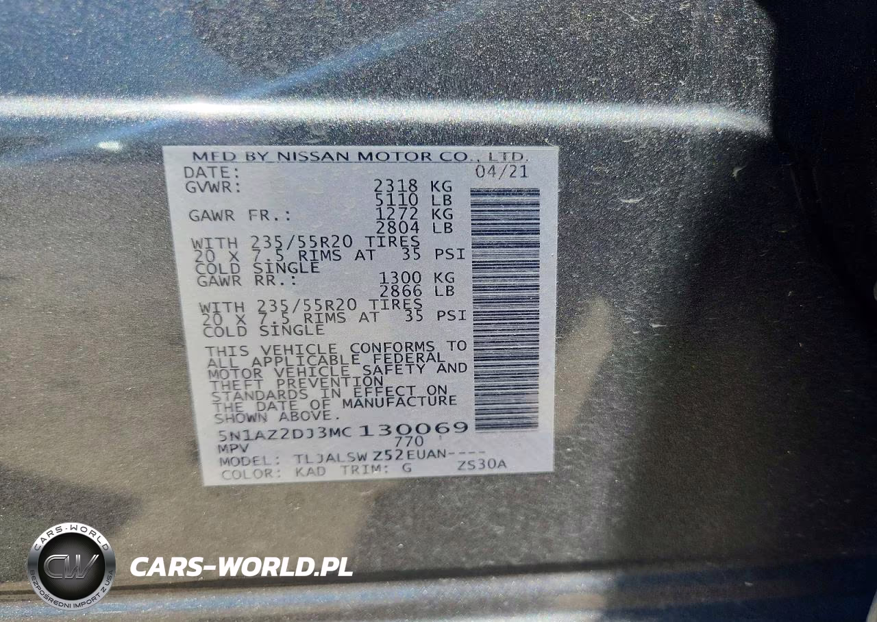 2021 Nissan Murano Platinum VIN:5N1AZ2DJ3MC130069 - 13