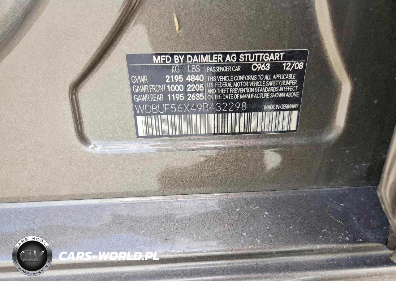 2009 Mercedes-Benz E 350 VIN:WDBUF56X49B432298 - 12