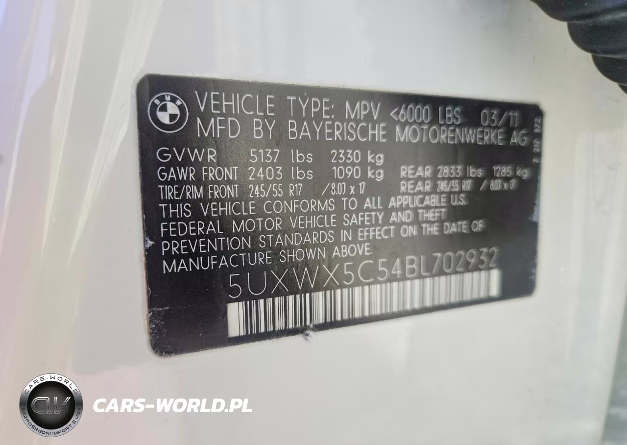 2011 BMW X3 xDrive28I VIN:5UXWX - 13