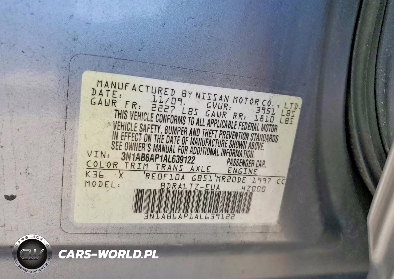 2010 Nissan Sentra 2.0 VIN:3N1AB6AP1AL639122 - 12