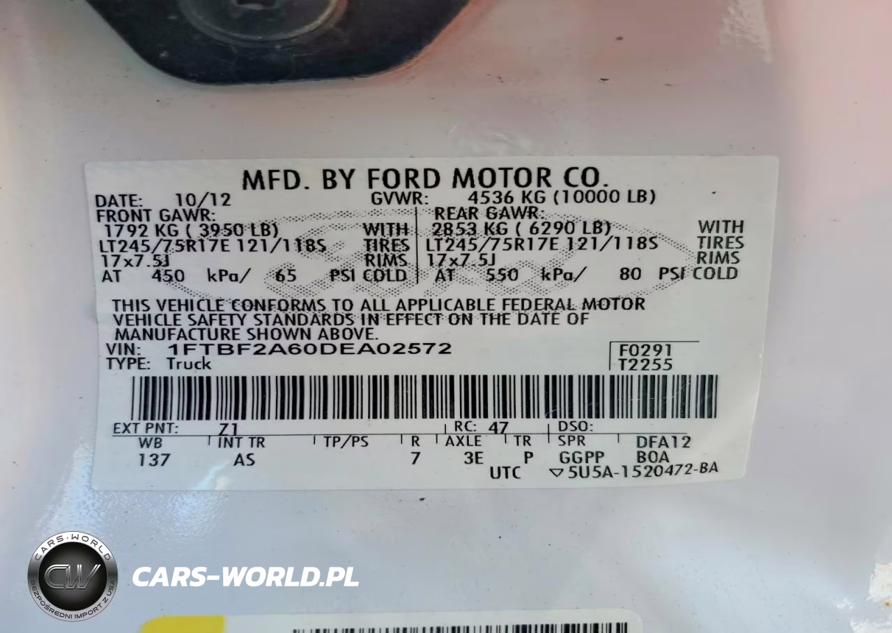 2013 Ford F250 Super Duty VIN:1FTBF2A60DEA02572 - 12