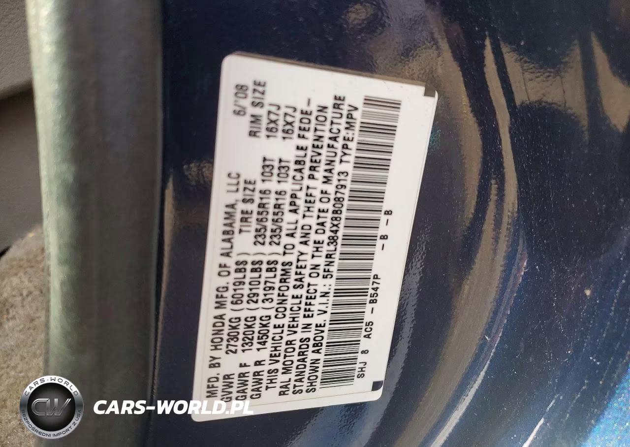 2008 Honda Odyssey Ex VIN:5FNRL384X8B087913 - 13