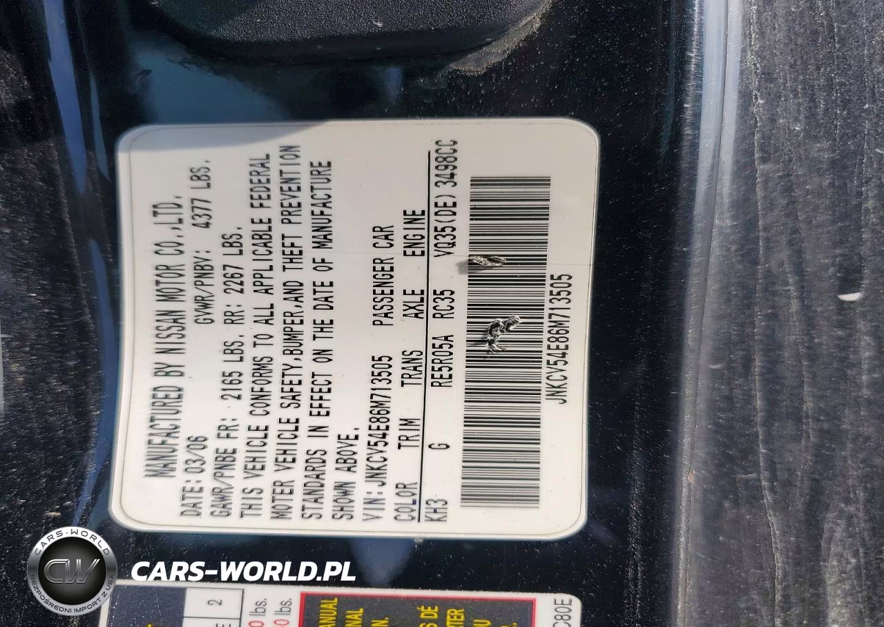 2006 Infiniti G35 VIN:JNKCV54E86M713505 - 12