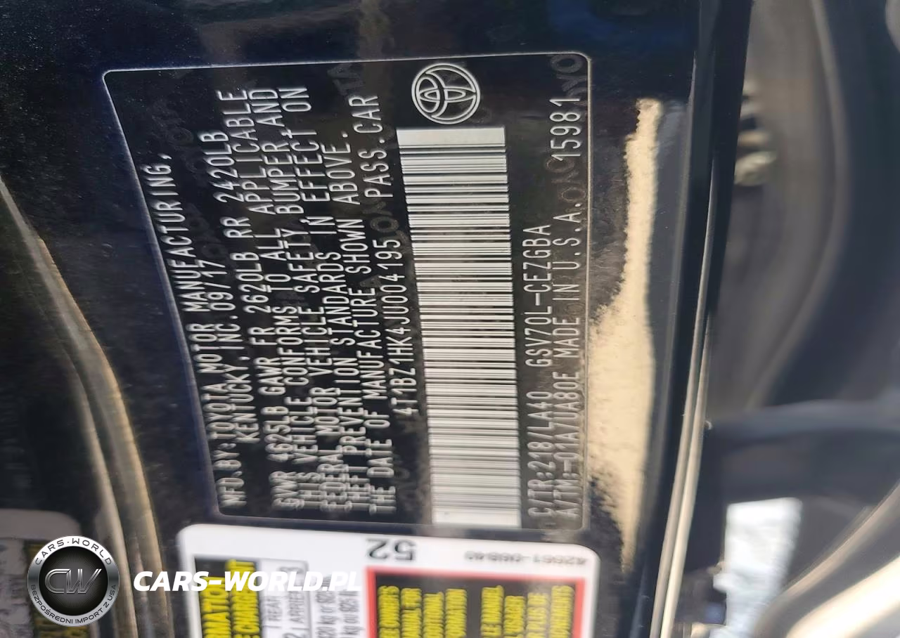 2018 Toyota Camry Xle V6 VIN:4T1BZ1HK4JU004195 - 12