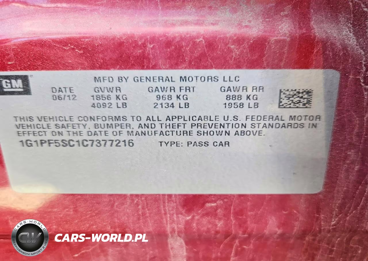 2012 Chevrolet Cruze Lt VIN:1G1PF5SC1C7377216 - 12