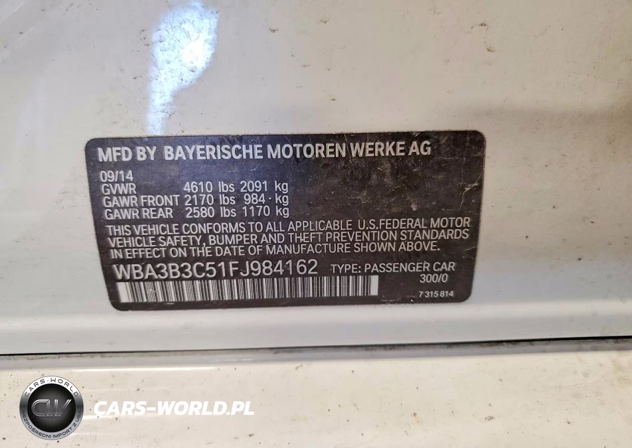 2015 BMW 328 Xi VIN:WBA3B3C51FJ984162 - 12