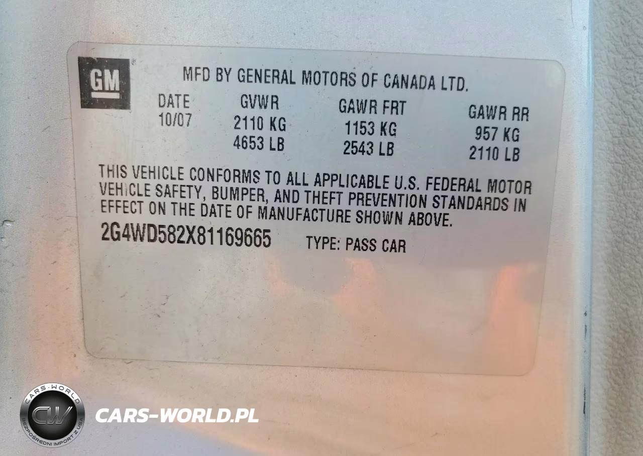 2008 Buick Lacrosse Cxl VIN:2G4WD582X81169665 - 12