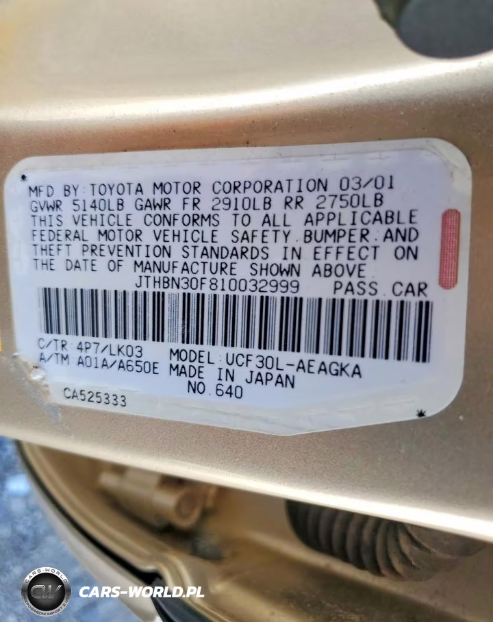 2001 Lexus Ls 430 VIN:JTHBN30F810032999 - 12