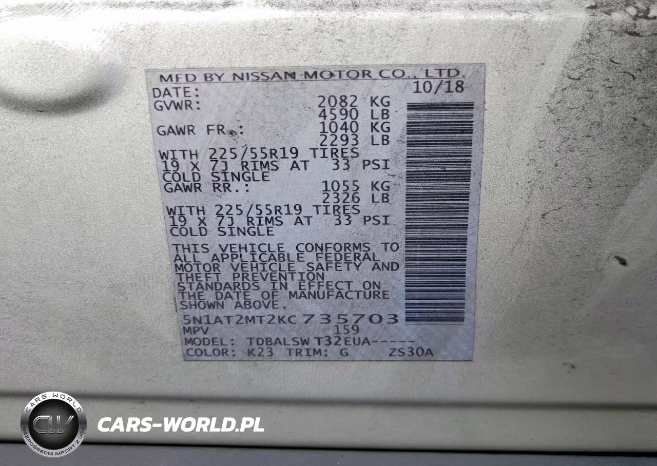2019 Nissan Rogue Sl VIN:5N1AT2MT2KC735703 - 13
