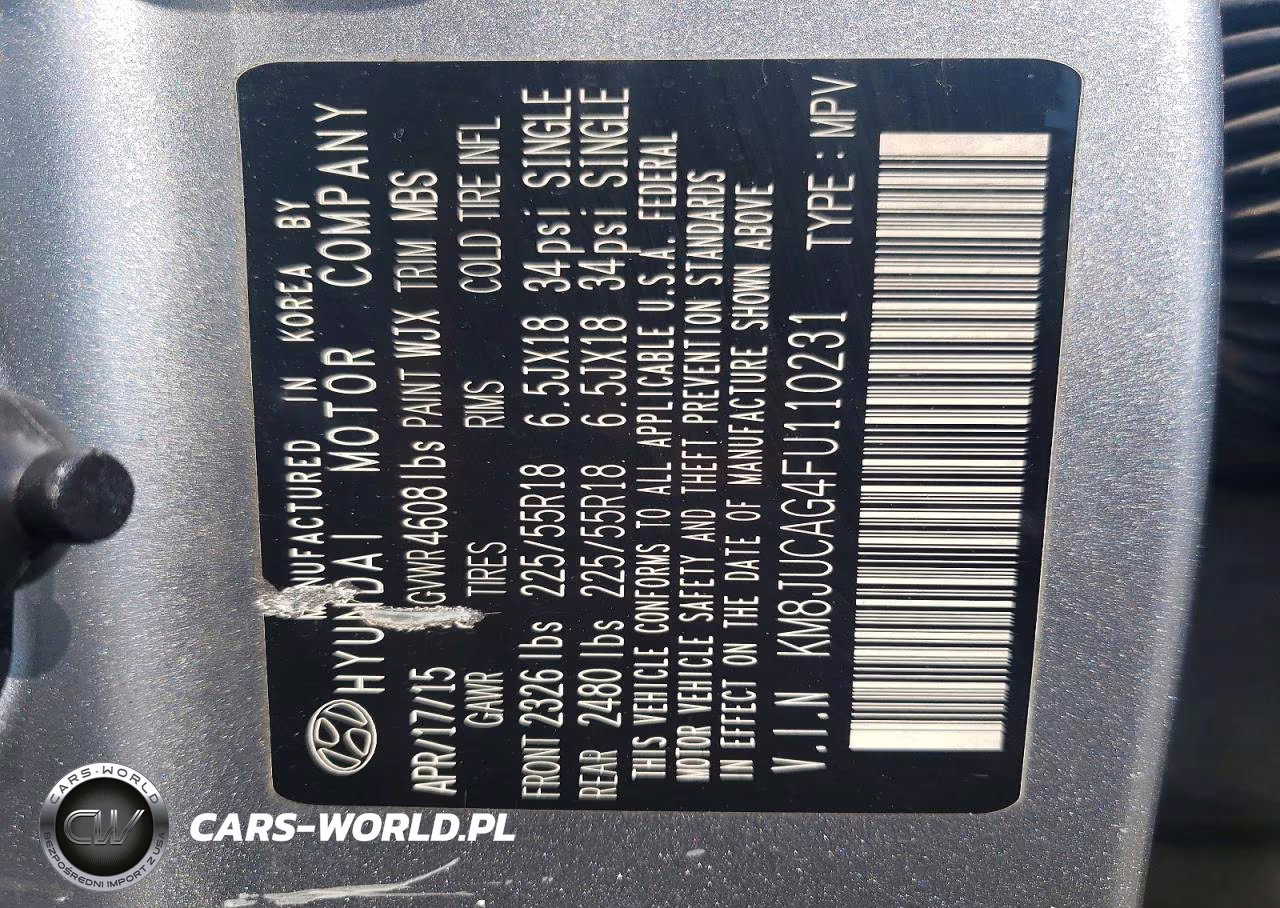 2015 Hyundai Tucson Limited VIN:KM8JUCAG4FU110231 - 13