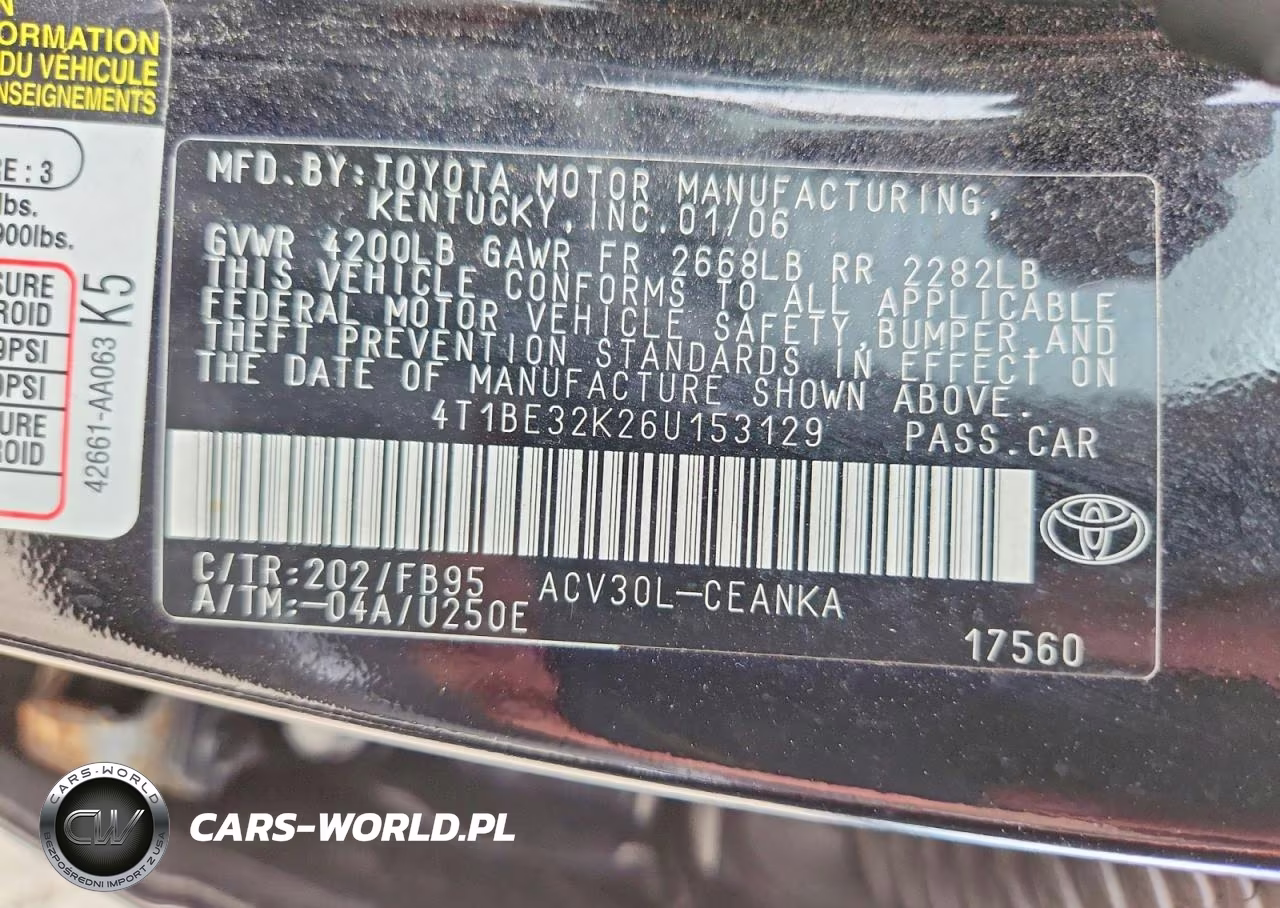 2006 Toyota Camry Standard VIN:4T1BE32K26U153129 - 12