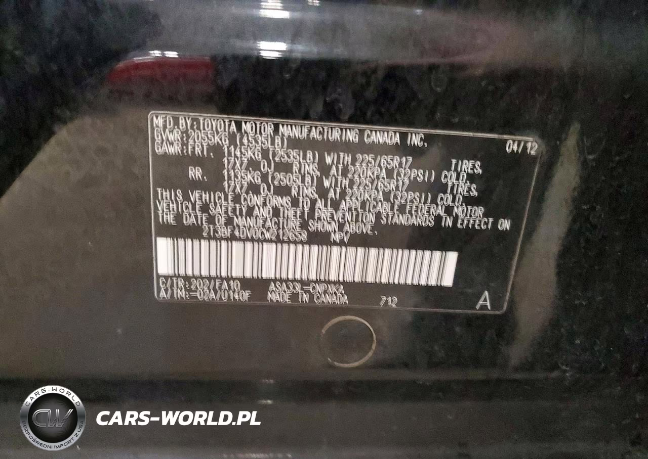 2012 Toyota Rav4 Base VIN:2T3BF4DV0CW212658 - 13