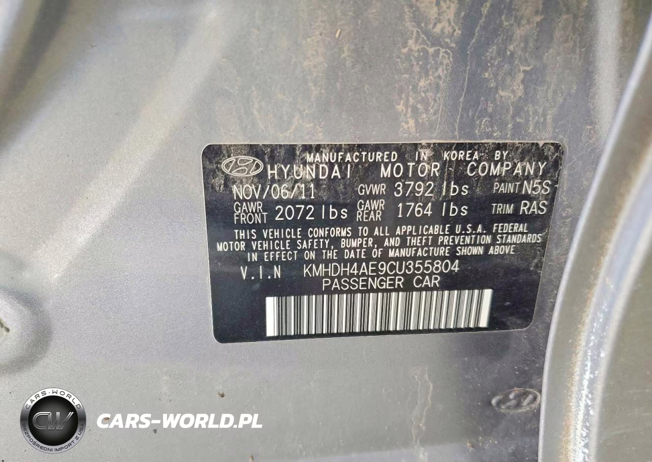 2012 Hyundai Elantra Gls VIN:KMHDH4AE9CU355804 - 12