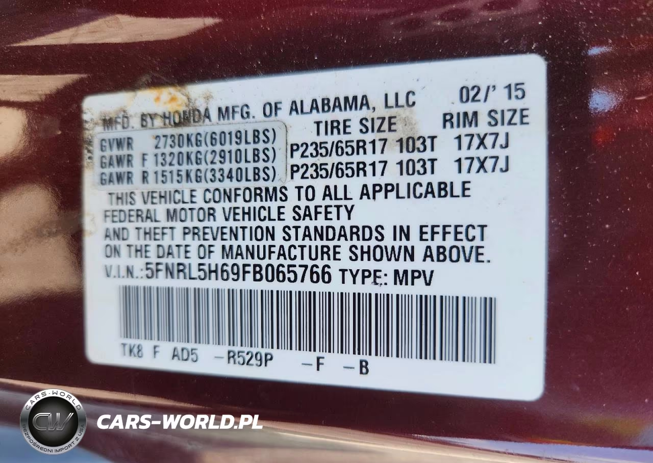 2015 Honda Odyssey Exl VIN:5FNRL5H69FB065766 - 13