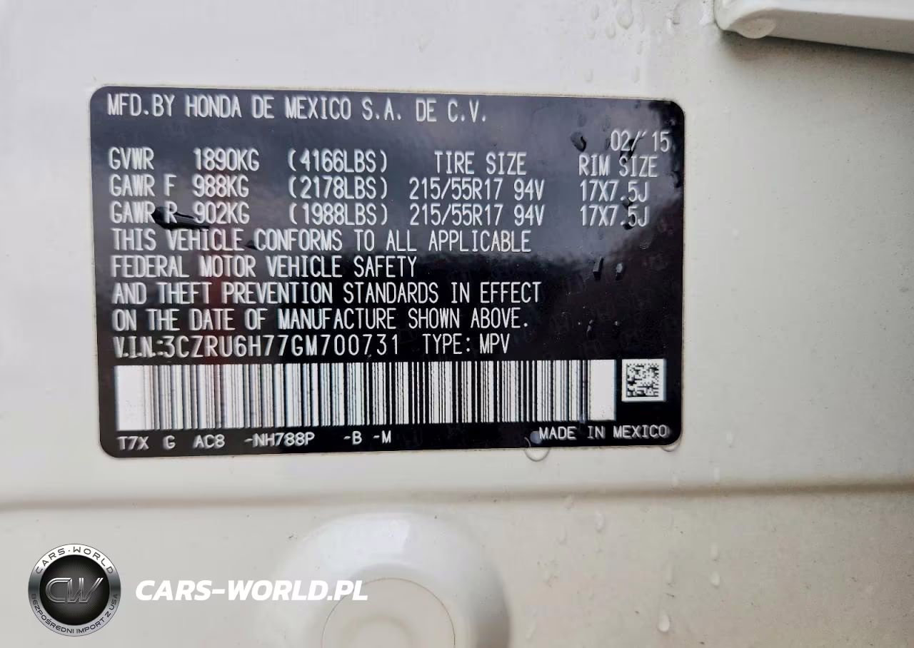 2016 Honda Hr-V Exl VIN:3CZRU6H77GM700731 - 12