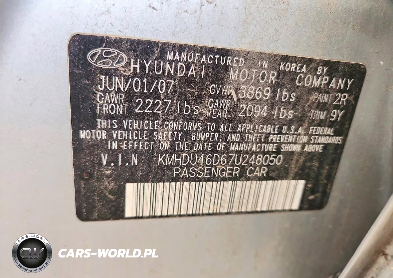 2007 Hyundai Elantra Gls VIN:KMHDU46D67U248050 - 13