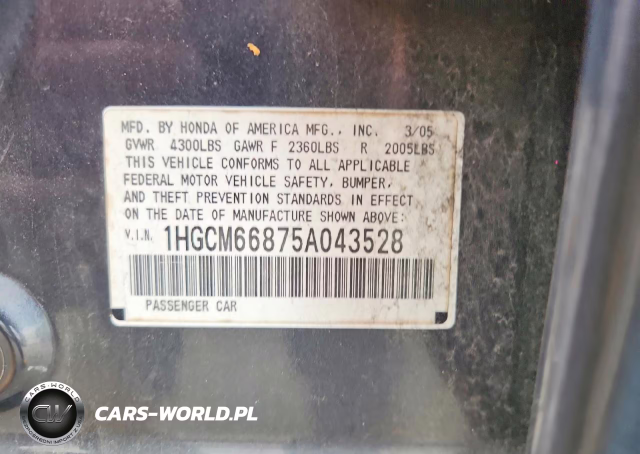 2005 Honda Accord Ex VIN:1HGCM66875A043528 - 12