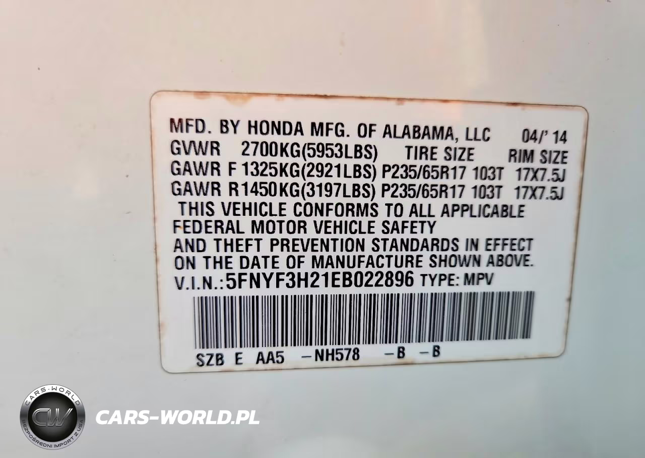 2014 Honda Pilot Lx VIN:5FNYF3H21EB022896 - 13