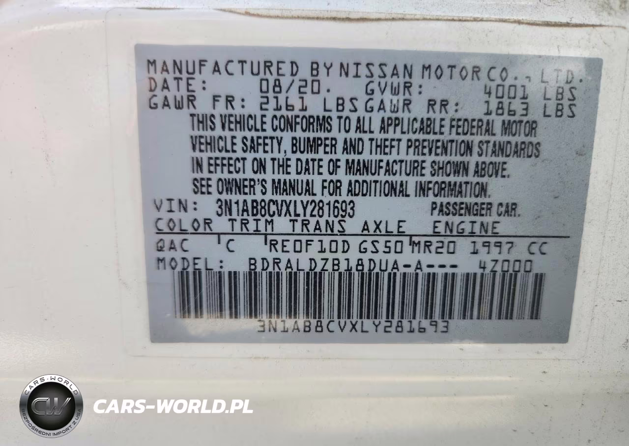 2020 Nissan Sentra Sv VIN:3N1AB8CVXLY281693 - 12