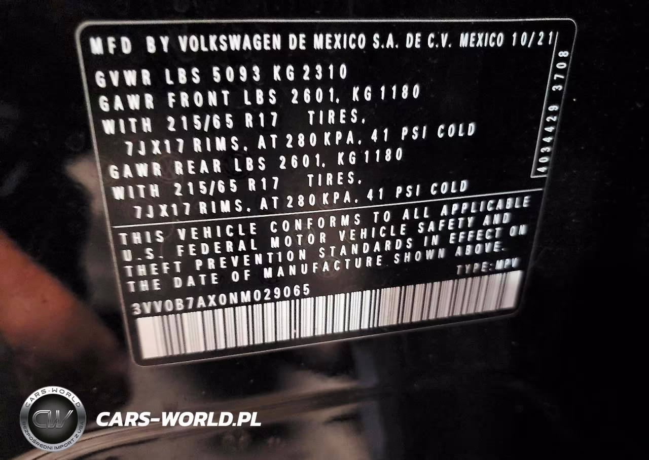 2022 Volkswagen Tiguan S VIN:3VV0B7AX0NM029065 - 14