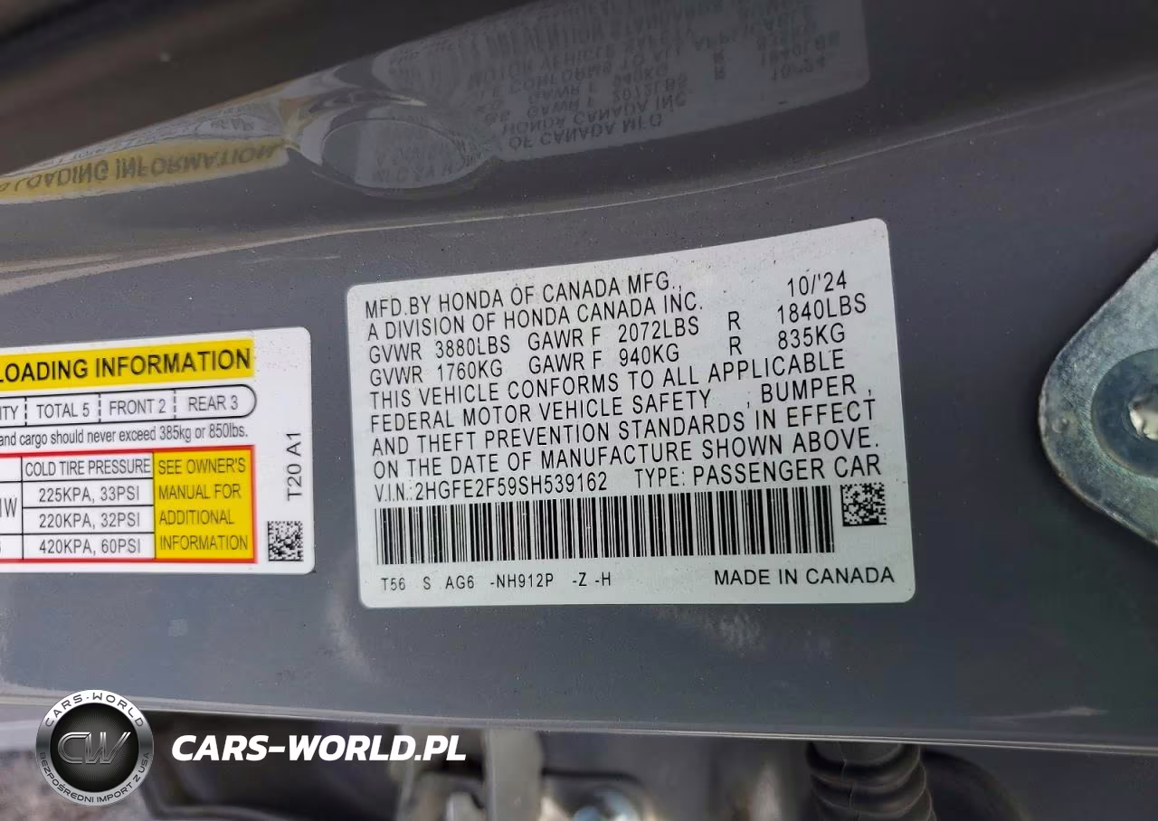 2025 Honda Civic Sport VIN:2HGFE2F59SH539162 - 12