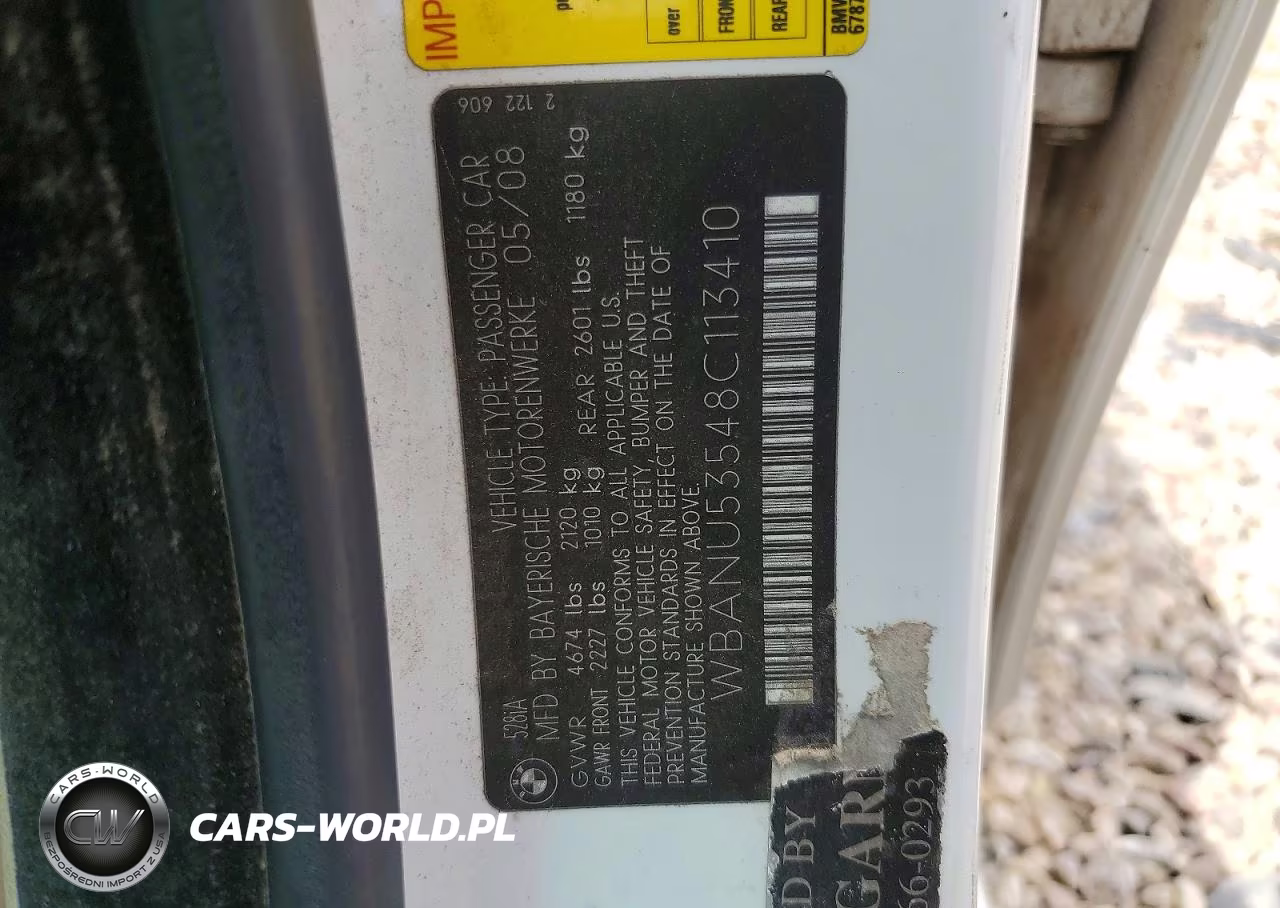 2008 BMW 528 I VIN:WBANU53548C113410 - 12