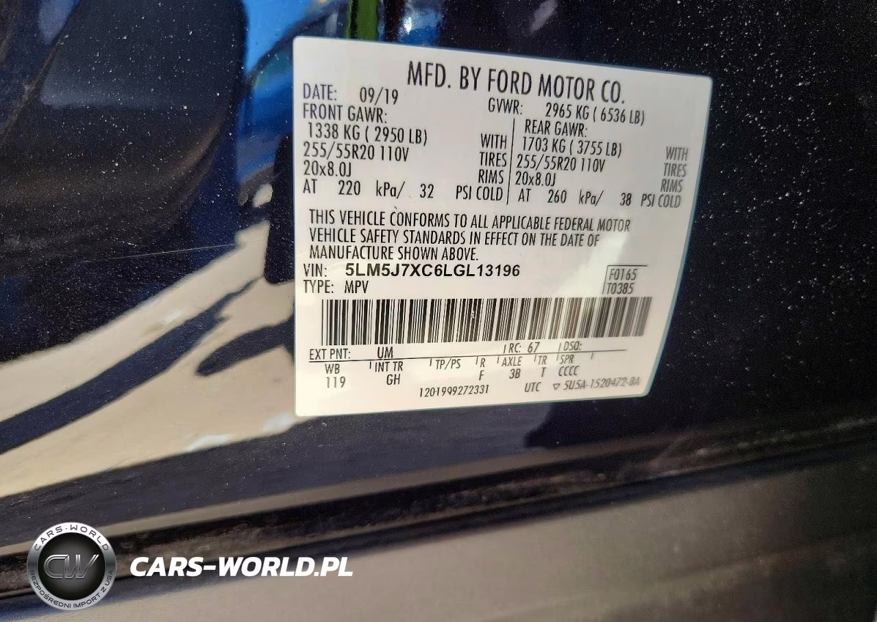 2020 Lincoln Aviator Reserve VIN:5LM5J7XC6LGL13196 - 13