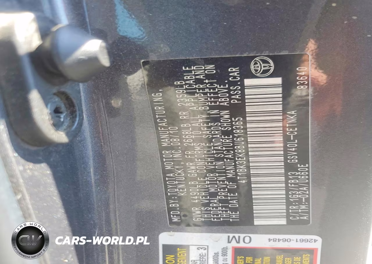 2011 Toyota Camry Le V6 VIN:4T1BK3EK8BU618365 - 12