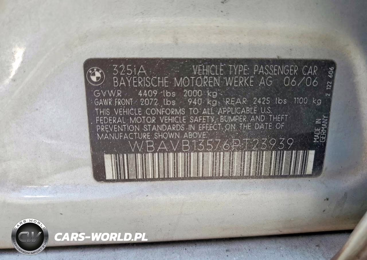 2006 BMW 325 I VIN:WBAVB13576PT23939 - 12