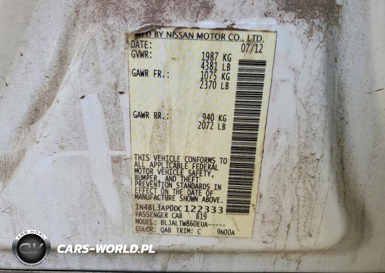 2013 Nissan Altima 3.5 S VIN:1N4BL3AP0DC122333 - 12