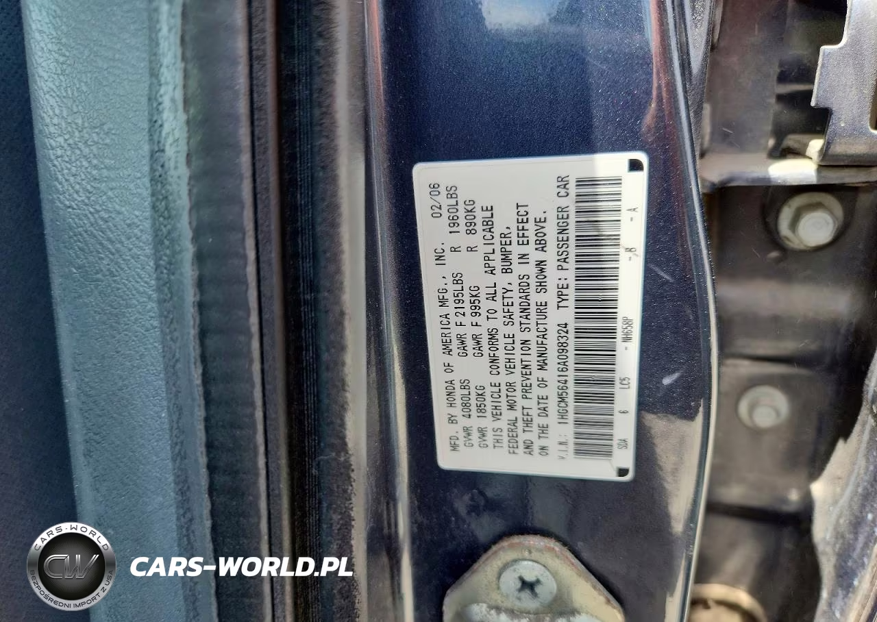2006 Honda Accord Lx VIN:1HGCM56416A098324 - 12
