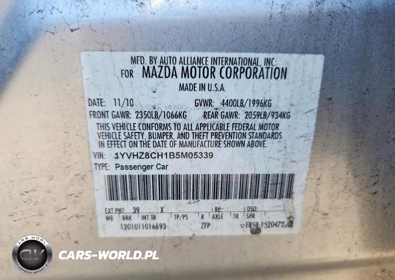 2011 Mazda 6 I VIN:1YVHZ8CH1B5M05339 - 12