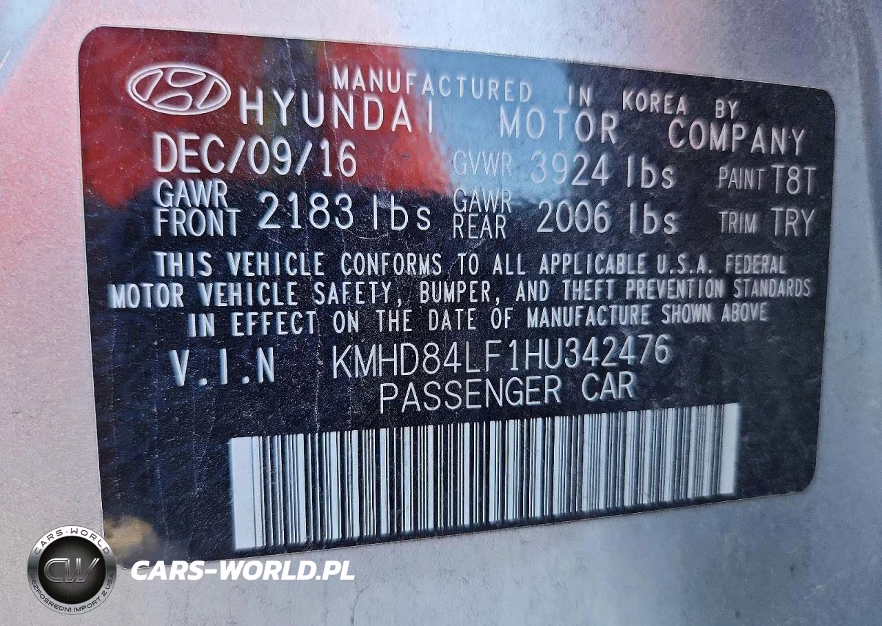 2017 Hyundai Elantra Value Edition VIN:KMHD84LF1HU342476 - 13
