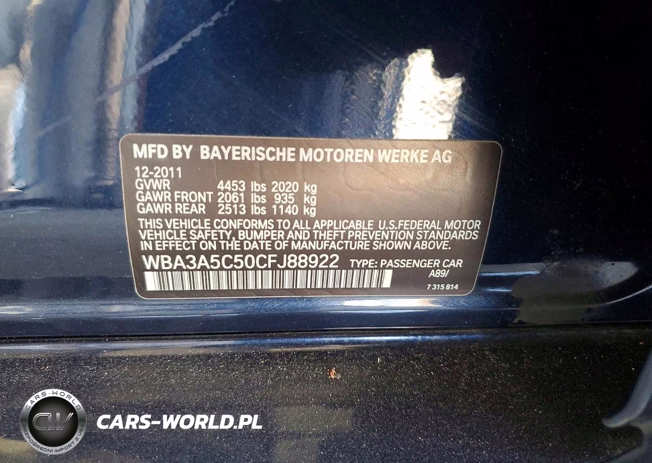 2012 BMW 328 I VIN:WBA3A5C50CFJ88922 - 12
