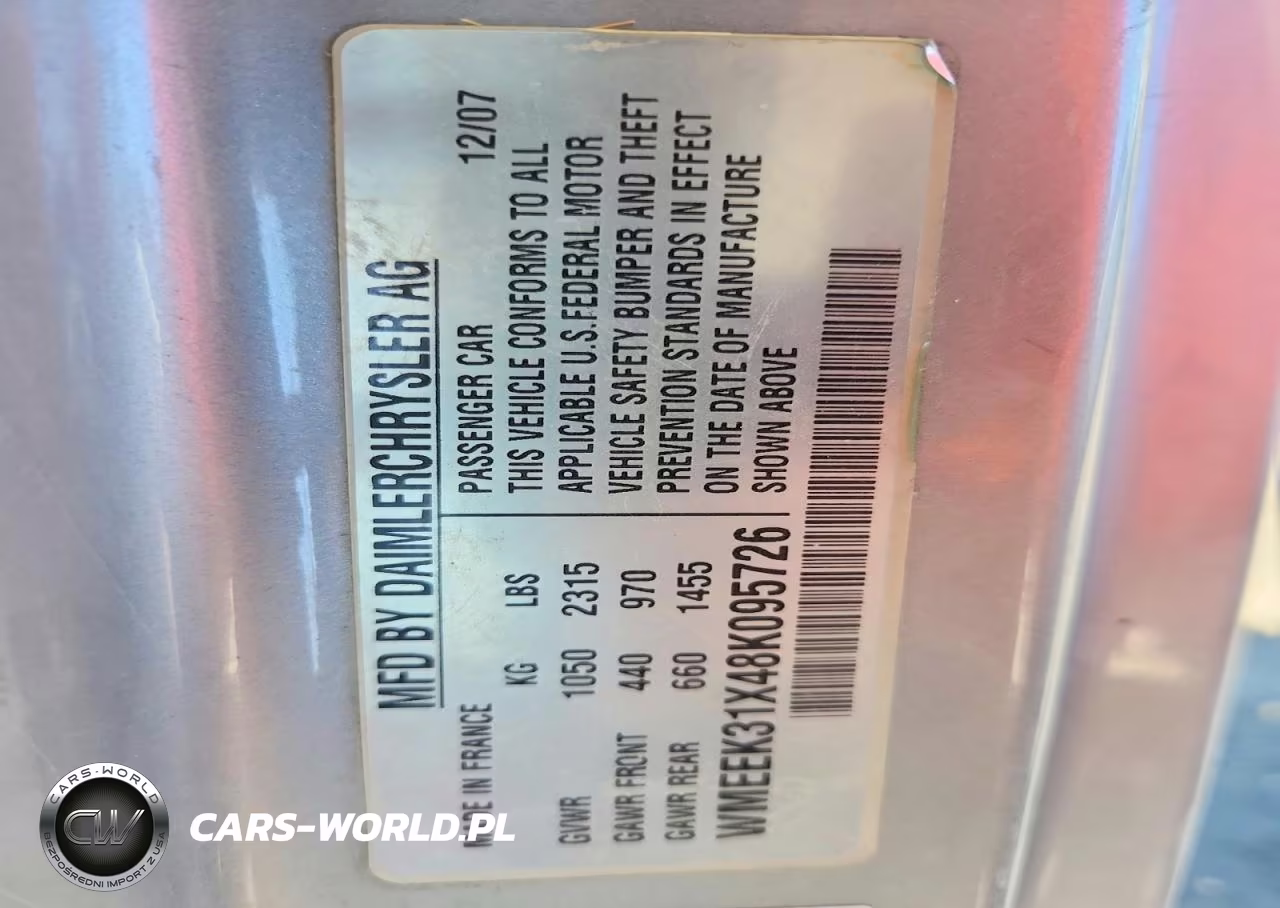 2008 Smart Fortwo Passion VIN:WMEEK31X48K095726 - 12