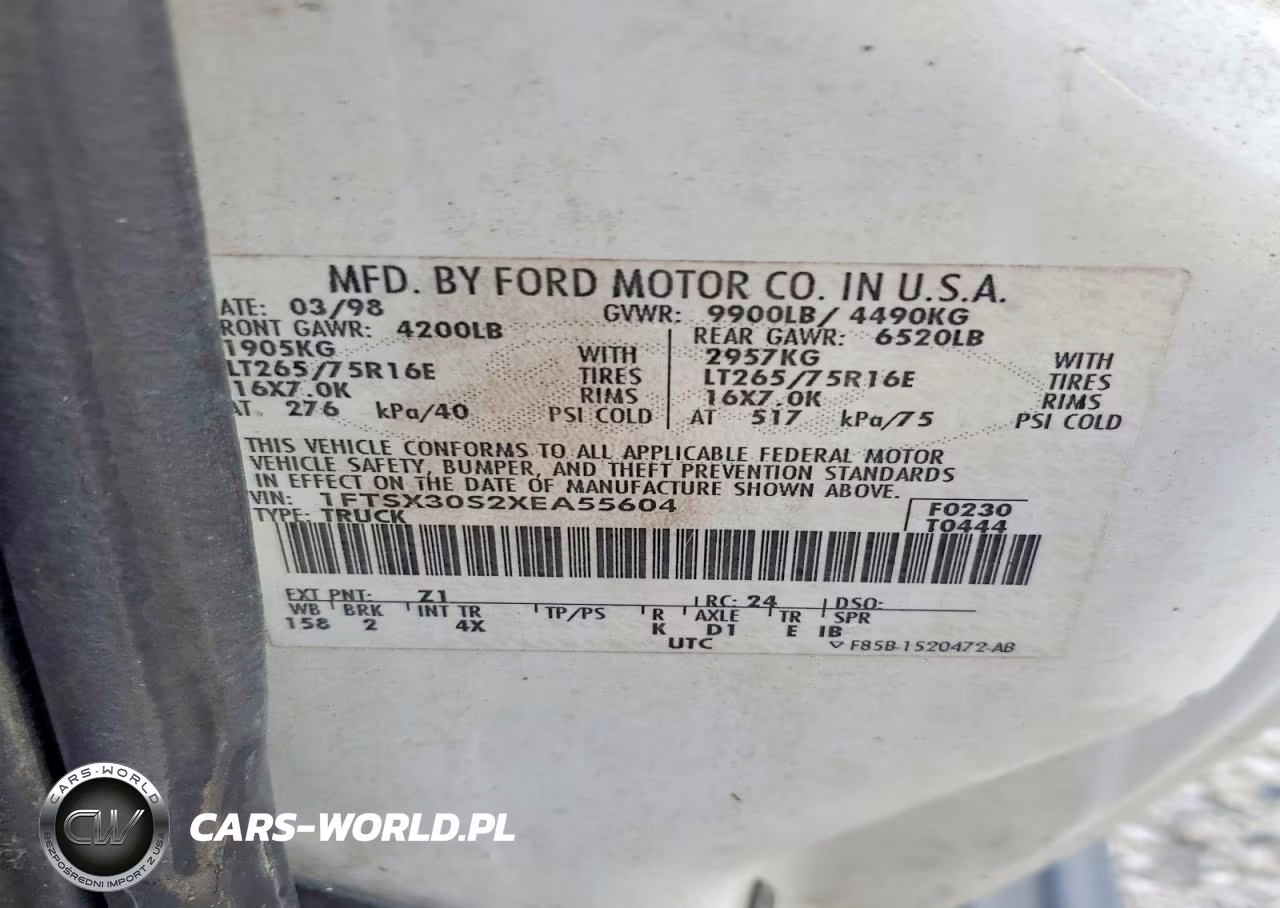 1999 Ford F350 Srw Super Duty VIN:1FTSX30S2XEA55604 - 12