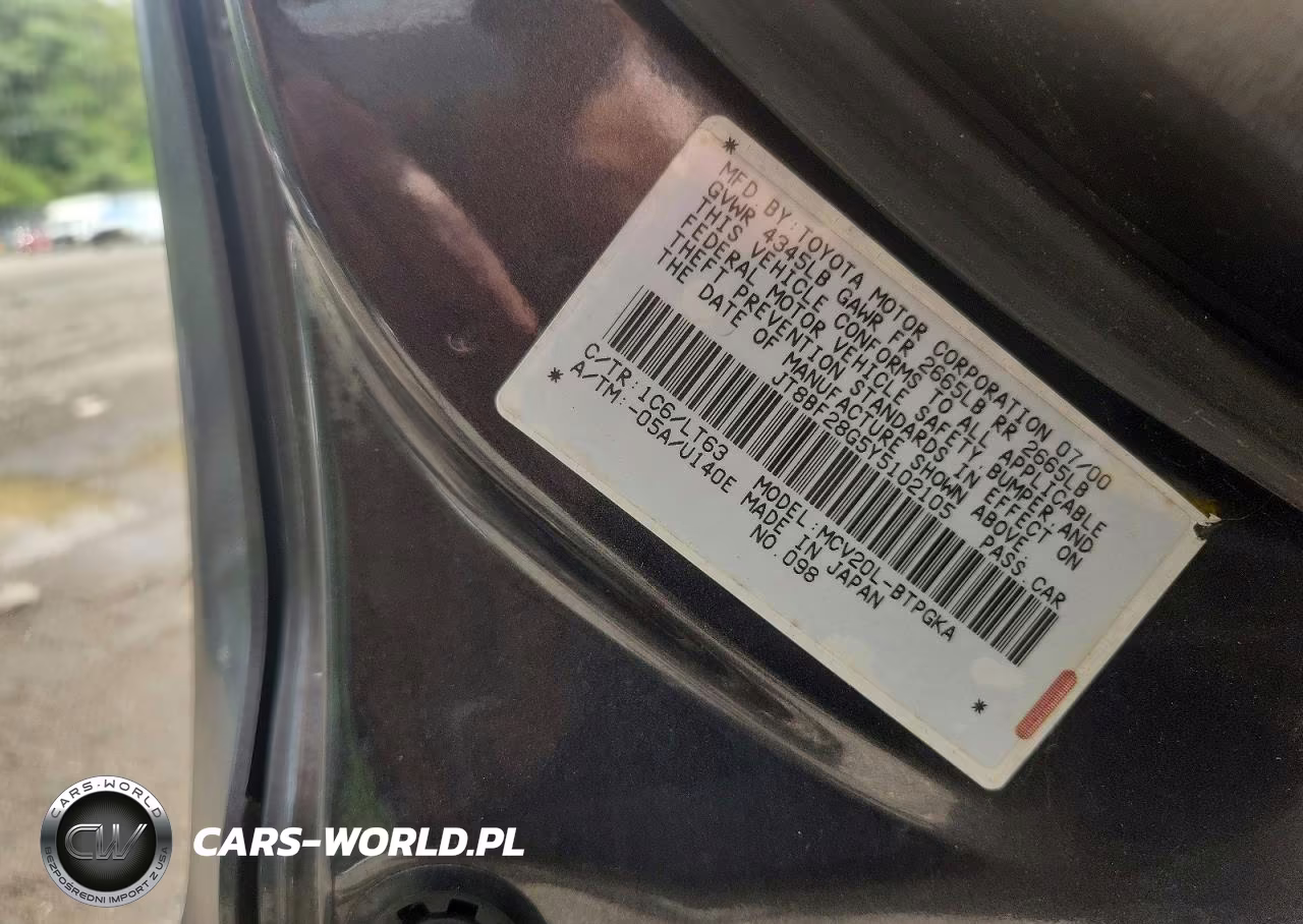 2000 Lexus Es 300 VIN:JT8BF28G5Y5102105 - 12