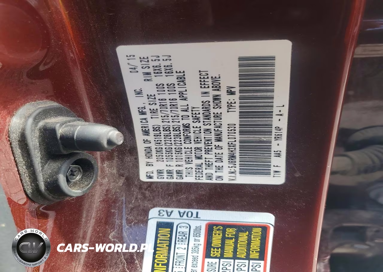 2015 Honda Cr-V Lx VIN:5J6RM4H3XFL070530 - 13