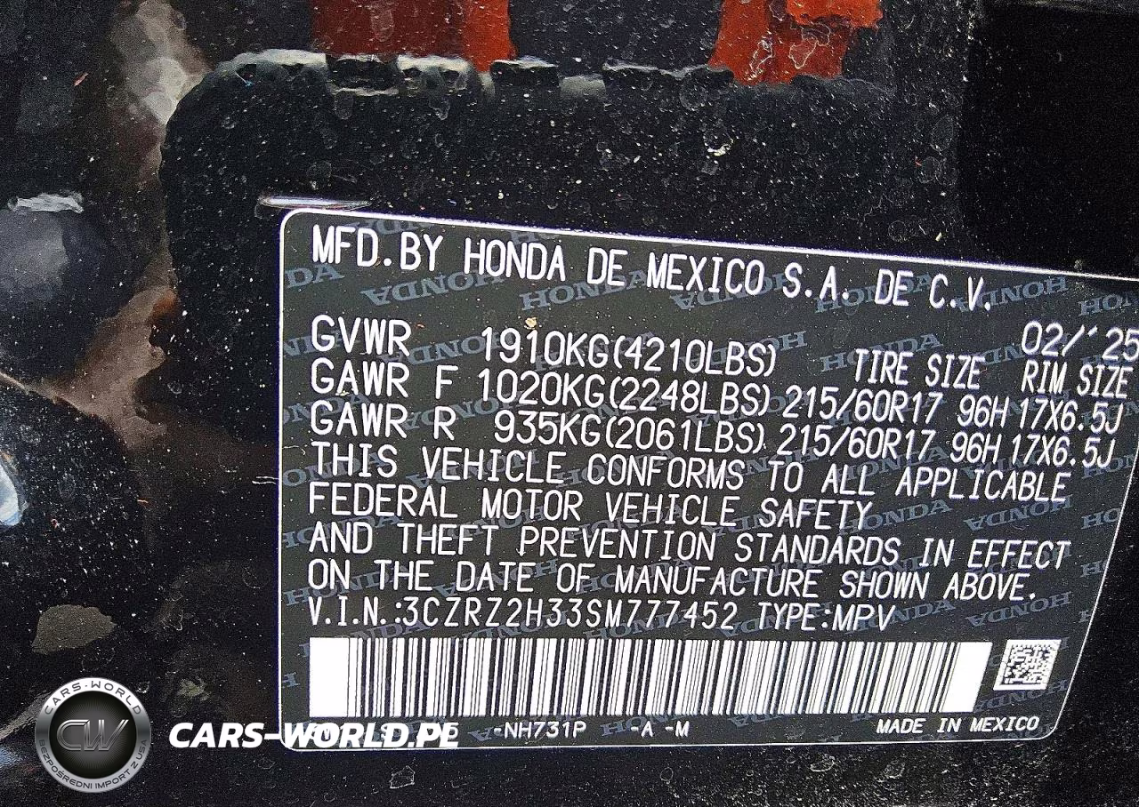 2025 Honda Hr-V Lx VIN:3CZRZ2H33SM777452 - 13