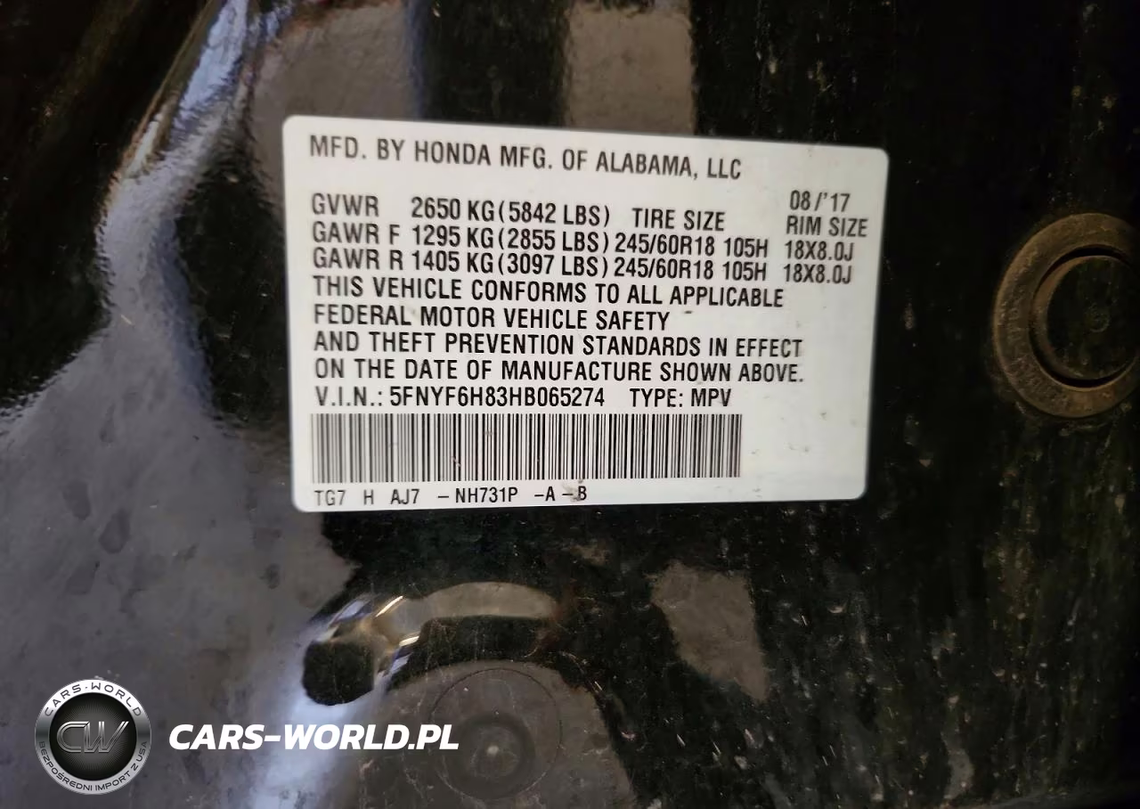 2017 Honda Pilot Exl VIN:5FNYF6H83HB065274 - 13